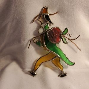 HANDMADE STAINED GLASS ORNAMENT. 5 IN TALL .